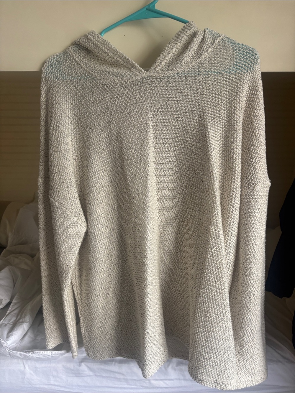 Light Cream Hooded Knit Sweater Coat